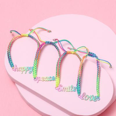 China New Fashion Multi Color Cute Rainbow Bracelets Handmade Woven Rope Bracelet Braided Bracelet For Kids for sale