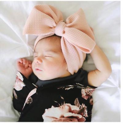 China New Baby Big Bow Soft Headband Girls Big Bowknot Headwrap Kids Bow Cotton Wide Head Turban Infant Newborn Headbands for sale