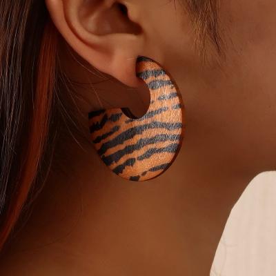 China Fashionable New Arrival Wholesale Wooden Earrings Leopard Print Wooden Earrings For Adults for sale