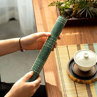 China Mat Decoration Tea Accessories Household Table Pad North Europe Bamboo Place Mat Coaster Waterproof Anti-scalding Stocked Kitchen Mat for sale