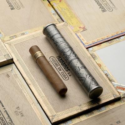 China Portable Luxury Zinc Alloy Cigar Tube Humidifier Memory Tube Cigar Tube for sale