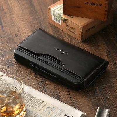 China Factory direct sale luxury high quality ultra-thin durable cigar case travel cigar aluminum wood humidifier for sale