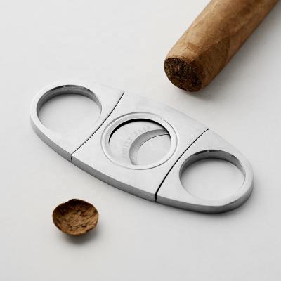 China Custom Handheld Travel Cigar Cutter Accessories Double-Blade Stainless Steel Custom Cigar Cutter Premium Handheld for sale