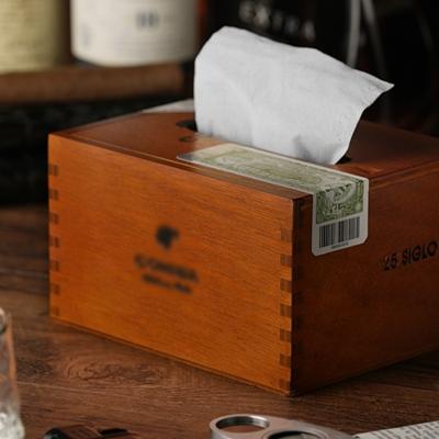 China Portable Cigar Tissue Box With Push Pull Cover Wooden Cigar Box for sale