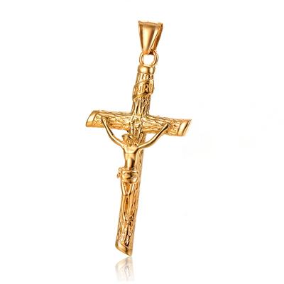 China Jesus Piece Cross Pendant Jewelry Men's Hiphop Hip Hop Style Big Silver Punk Gold Plated Stainless Steel Cross Necklace Pendant for sale