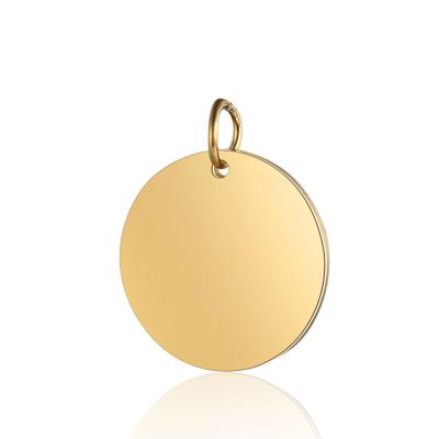 China FASHIONABLE Logo Engraved Yellow Gold Unique Wholesale Custom Disc Stainless Steel Pendant Gold Plated Coin Pendant Charm For Bracelet for sale