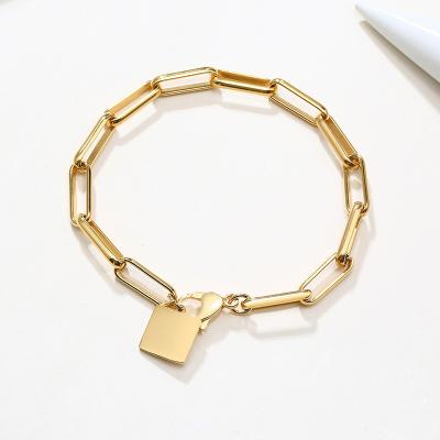 China 18K Gold Fashionable Custom Ladies Fashionable Women's Simple Accessories Stainless Steel Place Mark Bracelet for sale