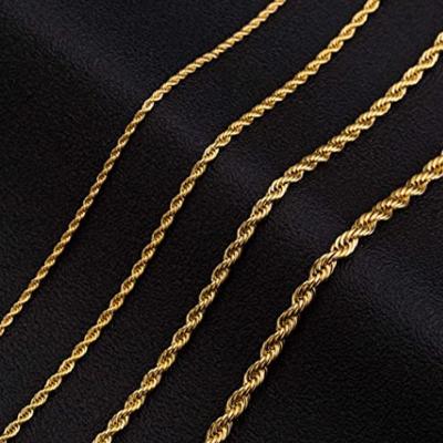 China Real CLASSIC Gold Plated 18k Rope Chain 2.5mm 5mm Stainless Steel Men Chain Necklace Women Chains 16inch 36inch for sale