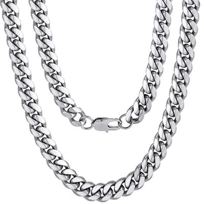 China Hot Selling Luxury Mens Womens Rock Hip Hop Cuban Link Necklace Titanium Stainless Steel Thick Chain Silver Thick Chain Hiphop for sale