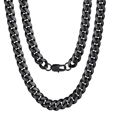 China Black Plated Statement 316L Stainless Steel Punk Cuban Chain Necklace Men's Hiphop Hip Hop Link Chain Necklace Jewelry for sale