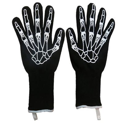 China Durable Outdoor Heat Resistant Silicone Barbecue Gloves Non Slip Oven Cooking Gloves for sale