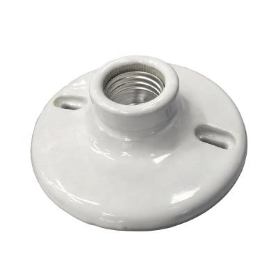 China Wholesale Round Ceramic Screw E27 Lamp Socket Porcelain Lamp Holder Base for sale