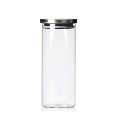 China Sealed Sustainable Glass Cans Metal Buckle Airtight Kitchen Storage Jar Food Storage Container Jar for sale