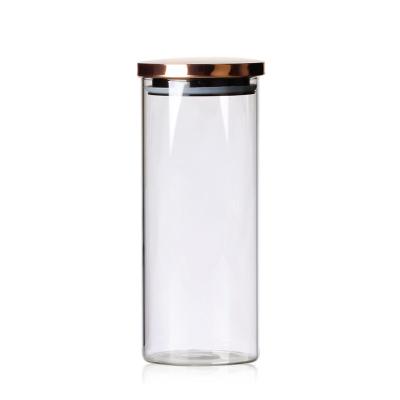 China Viable Clear Glass Storage Bottle / Jar With Cork Ball Stopper High Borosilicate Glass Storage Jar for sale