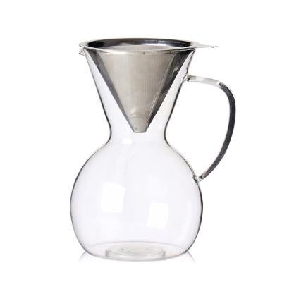 China Sustainable Hot Sale Pour Over Hand Drip Pyrex Glass Coffee Pot for sale