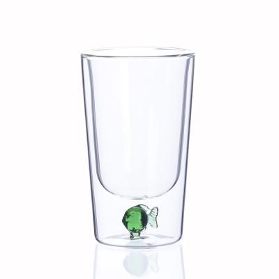 China Borosilicate Glass Coffee Cup Double Wall Viable Wall Juice Mug Beer Glass for sale