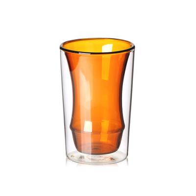 China Viable Custom Heat Resistant OEM Borosilicate Double Wall Glass Mug Tea Cup Wine Glass Mug for sale