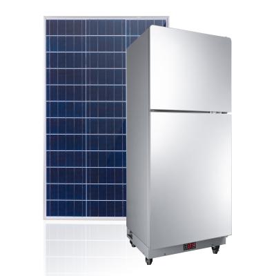 China COMPRESSOR 24V All In One Solar Fridge With Built-In Sun Energy Freezer Rechargeable DC Lithium Battery Solar Fridge for sale