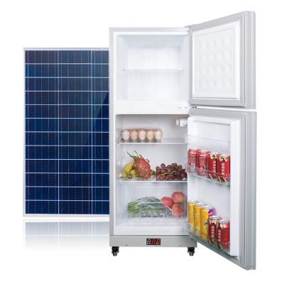 China 128L COMPRESSOR solar home refrigerator with 260W solar panel and lithium battery for sale