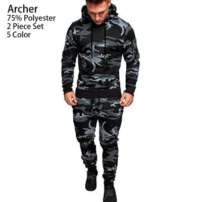 China Anti-Wrinkle RTS Outfits Camouflage Long Sleeve Hoodie Joggers Hoodies And Sweatpants Tracksuit 2 Piece Camouflage Sports Suit For Male for sale