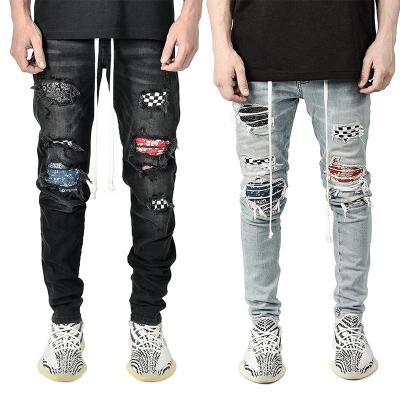 China 2022 wholesale breathable new style ripped black custom jeans and gray culotte jeans high quality skinny male pants for men for sale