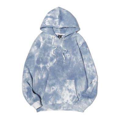 China European and American custom workable tie-dye spring and autumn letter loose men's blue hoodie sweater for sale