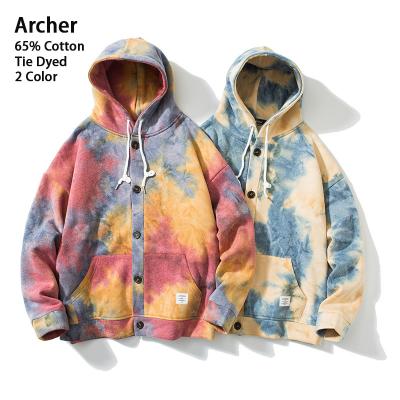 China Mens Womens Womens Cardigan Sweaters Hooded Jacket Heavy Oversized Cotton Anti-Wrinkle RTS Long Sleeve Tie Dye Zip Up Hoodies Sweatshirt for sale