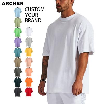 China 100% Custom LOGO Printing Embroidery Plain White Tee Shirts Anti-wrinkle Apparels Manufacturer Cotton Drop Shoulder White T-shirt for sale