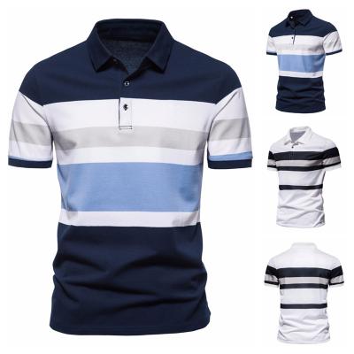 China 2022 Wholesale New Arrival Good Quality Cotton Anti-wrinkle Polo Shirts Casual Striped Slim Fit Breathable Polo Shirts For Men for sale