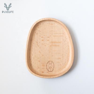 China Viable Wooden Tableware Serving Tray Camping Beech Wooden Dinner Plates Breakfast Sanck Bread Cheese Fruit Tray Wooden Dish for sale