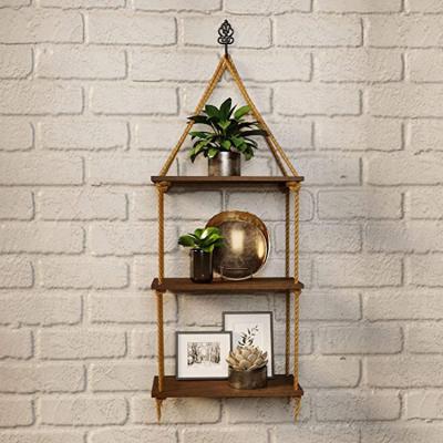 China Factory Custom Bamboo Wood 3 Tier Shelf Display Rack Wall Hanging Floating Wood Shelving Adjustable(Height) for sale