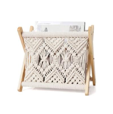 China Small Adjustable (Height) Magazine Holder Boho Magazine Rack Storage Basket Stand Rack for Books, for sale