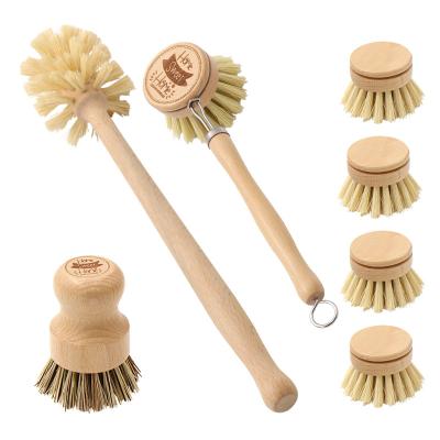 China 100% Biodegradable Sustainable Vegan Eco-Friendly Zero Waste Natural Eco-Friendly Wooden Pot Pan Cup Dish Bottle Kitchen Bamboo Cleaning Brush for sale