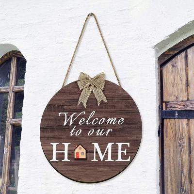 China Rustic Style Popular Home Decor Hanging Wooden Welcome Sign for Front Entry or Living Room for sale