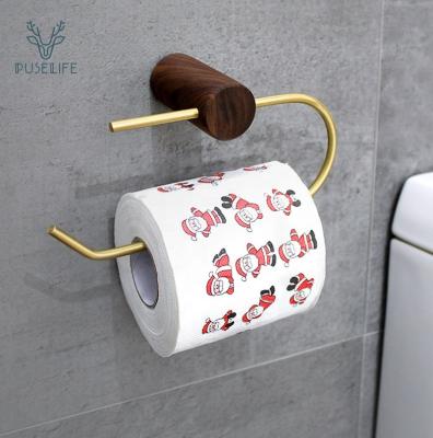 China Modern ; Rustic Hot Wood Wall Mount Tissue Holder Toilet Roll Vending Roll Bathroom Brass Tissue Holder With Phone Shelf for sale