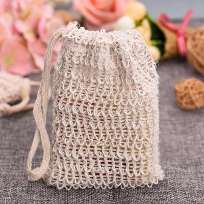 China Handmade Natural Cord Mesh Sisal Soap Saver Bag Organic Colored for sale