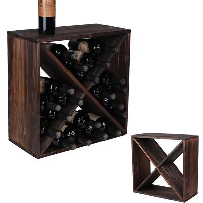 China Perfect workable with home bar, kitchen, dining room countertop wood wine rack, wine bottle and glass rack with a rustic wood touch for sale