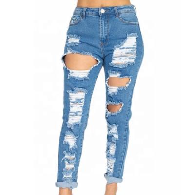 China 2022 Women's Fashion Breathable Jeans Distressed Lattice Pants Pant Woman Jeans Pants for sale