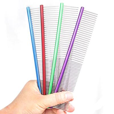 China New Modern Colorful Cat Open Comb Pet Comb Knot Comb Pet Grooming Design Needle Stainless Steel Portable Stocked Comb For Dogs for sale