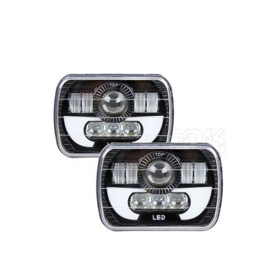 China Newest Aluminum Alloy 7 Inch 90w Square Truck LED Headlight Diecast Driving Lamps With Hi/Lo DRL For Auto Car for sale