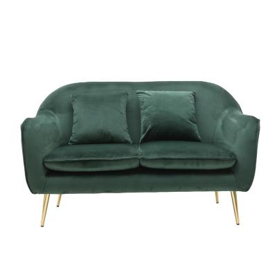 China Delicate modern simple green velvet extended with metal legs for living room modern velvet green loveseat. for sale