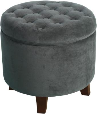 China Contemporary Velvet Button Tufted Round Storage Ottoman With Removable Lid Living Room Ottoman Fabric Foot Stool for sale