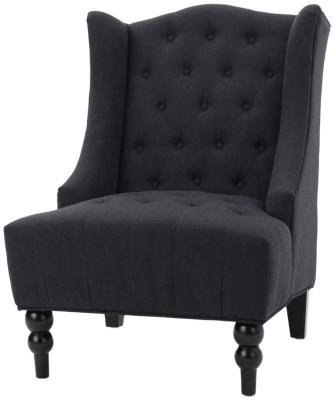 China Foldable Modern Wingback Tufted Nailhead Accent Chair Velvet Fabric Tall Wing-Back Backrest With Wood Leg Black for sale