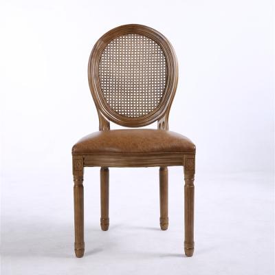 China New Soild Wood Furniture Design Factory Wholesale Price Wooden Restaurant Dining Chair Rattan Back Chair for sale