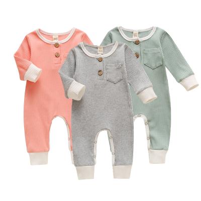 China Custom 65% Cotton ODM ODM Cotton Long Sleeve Unisex Infant Toddler Ribbed Clothes Romper Jumpsuit Baby Clothing for sale