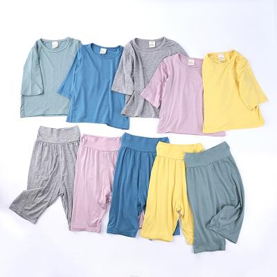 China Children's Boys Girl's Soft Color Casual Pure Modal Children's Casual Sleepwear Simple Autumn Winter Pajamas for sale