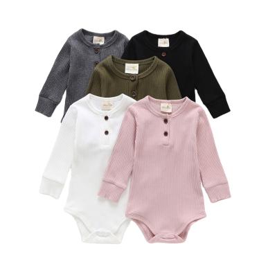 China Spandex/Cotton Baby Clothes Newborn Toddler Infant Baby Clothes Boys Girls Long Sleeve Cotton Ribbed Romper for sale