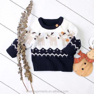 China Regular Winter Toddler Boys Girls Unisex Reindeer Knit Pullover Jumper Infant Baby Christmas Sweater for sale