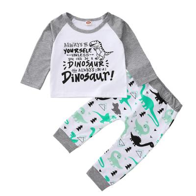 China Autumn Baby Boy 100%Cotton Breathable Sweatshirt Harem Panties Set Dinosaur Baby Boy Outfits for sale