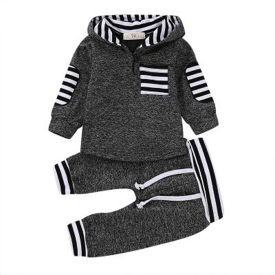 China Spring Autumn Infant Toddler Striped Hoodie Tops Drawstring Walker Pant Breathable Clothes Set Baby Boy Two-Piece Outfits for sale